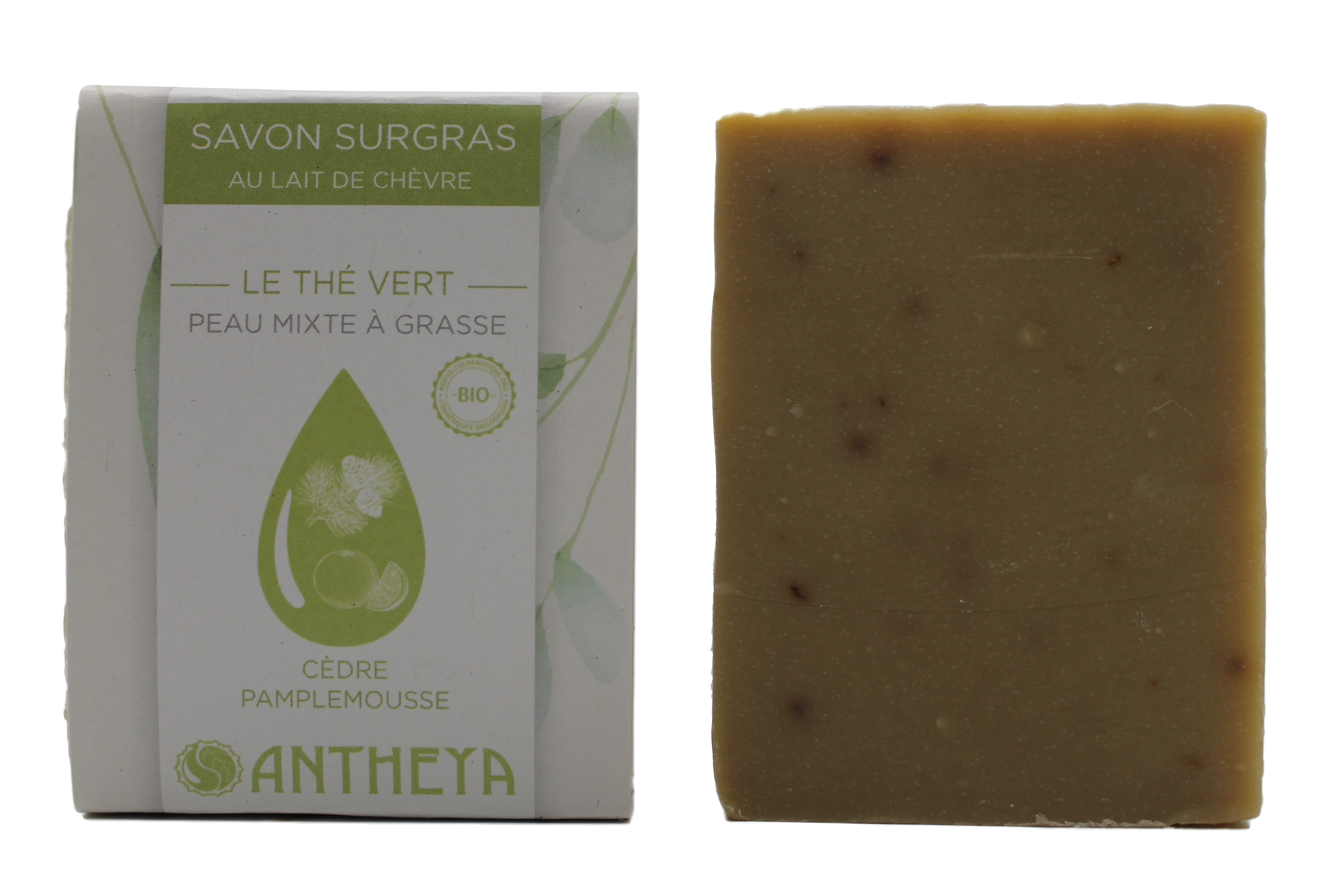 Savon lait de chèvre thé vert et argile - peaux grasses (bande papier) - 100 g