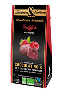 Truffes framboise enrobées de chocolat noir - 100 g