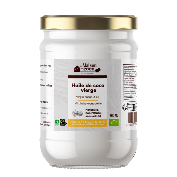 Huile de coco vierge bio (équitable) (origine Philippines) - 700 ml