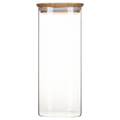 Boîte carrée haute en verre avec couvercle en bambou - 2.2 l