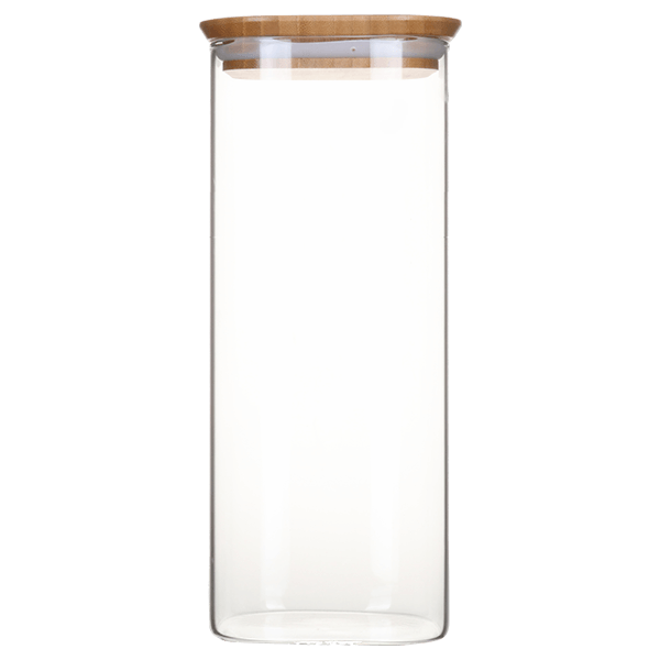 Boîte carrée haute en verre avec couvercle en bambou - 2.2 l