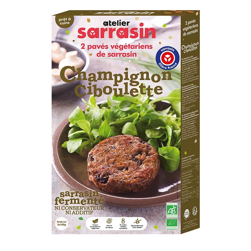 Pavés de sarrasin cuisiné champignon/ciboulette bio