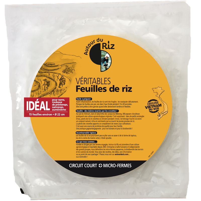 Feuilles de riz blanc bio (diamètre 22cm) - 150 g