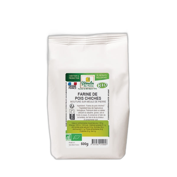 Farine de pois chiches meule de pierre bio (origine Turquie, Italie, France) - 500 g