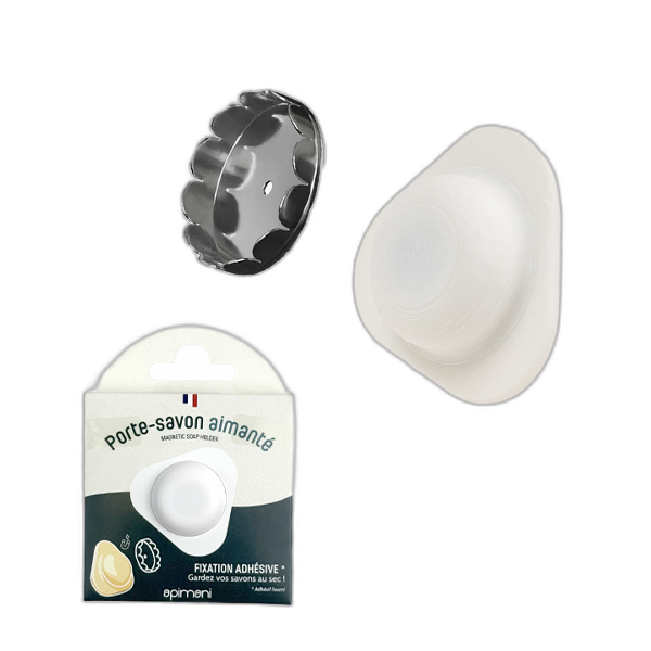 porte savon aimanté forme triangle (adhésif) blanc