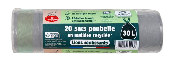 Sacs poubelle coulissants 30 l (prèt à vendre) - Rouleau de 20 sacs de 1 L