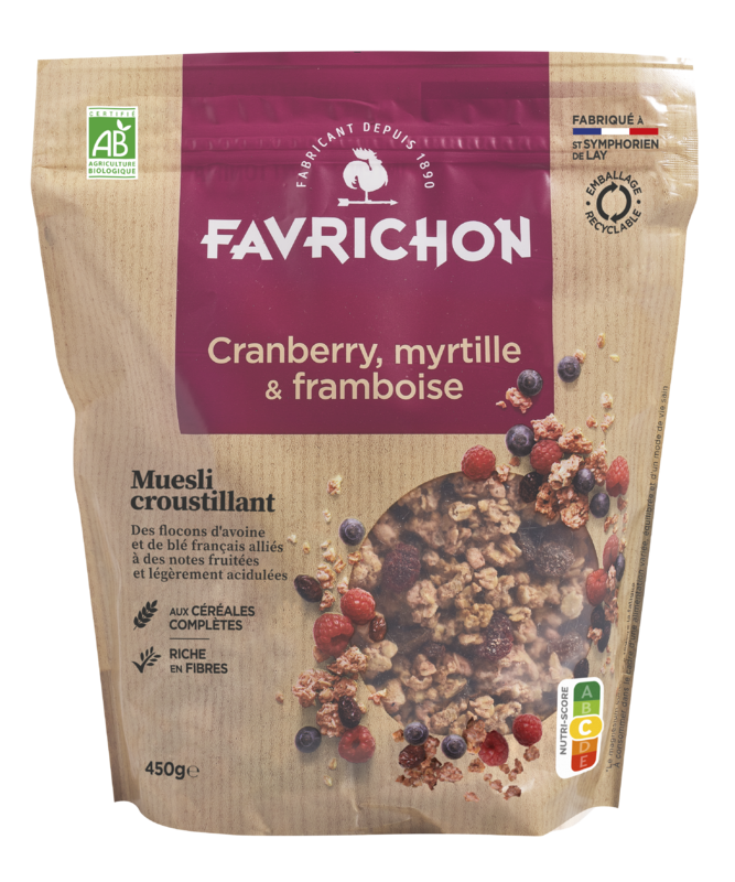 Muesli croustillant cranberry myrtille & framboise - 450 g