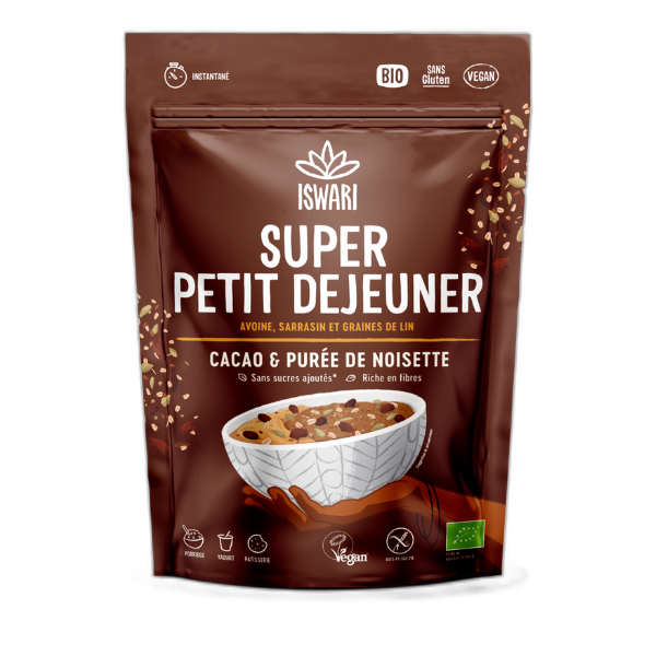 Super petit déjeuner cacao et purée de noisettes bio - 360g