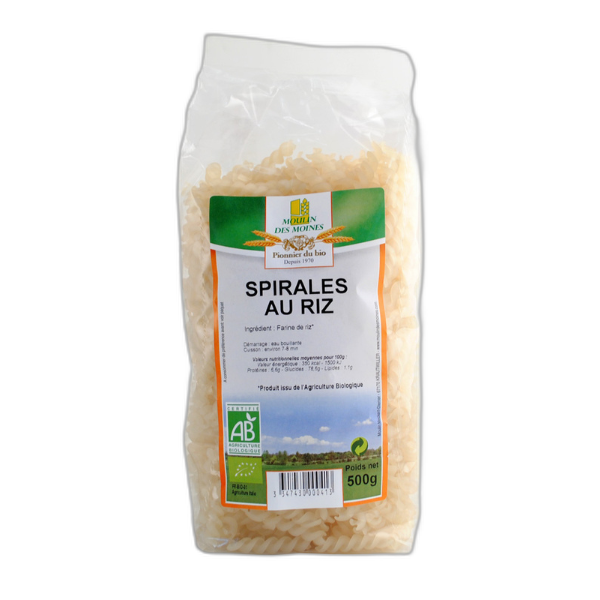 Spirales sans gluten à la farine de riz et maïs bio - 500 g