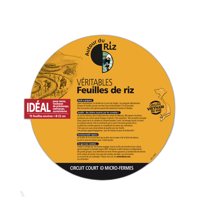 Feuilles de riz blanc bio (diamètre 22cm) - 150 g