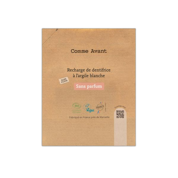 Dentifrice à l'argile blanche sans parfum & sans fluor (recharge) - 180 ml