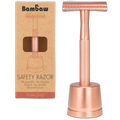 Rasoir de sûreté en métal + socle (or rose)