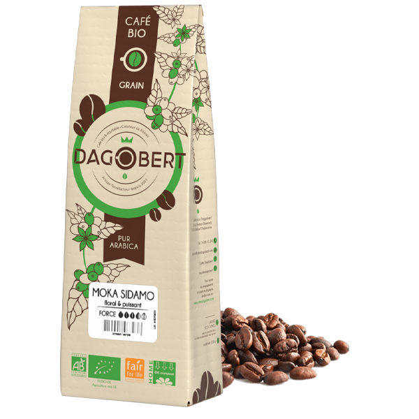 Moka sidamo 100% arabica, bio et equitable - grains (origine Ethiopie) - 1 kg
