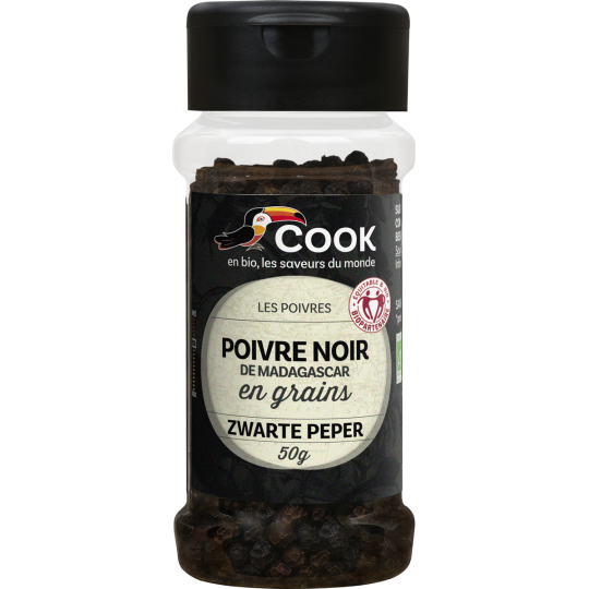 Poivre noir en grains bio (origine Madagascar) - 50 g