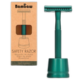 Rasoir de sûreté en métal + socle (vert émeraude)