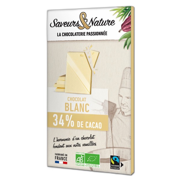 Tablette de chocolat blanc bio 34% - 80 g