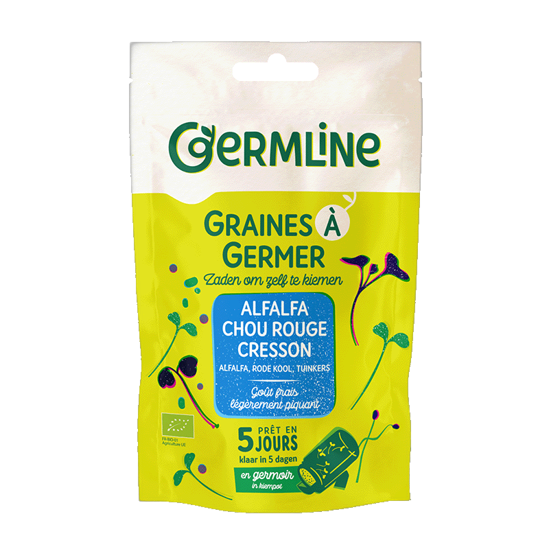Graines à germer alfalfa - cresson - chou rouge bio (origine France) - 150 g