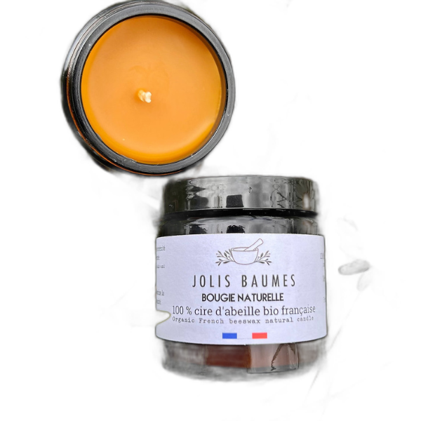 Bougie cire d'abeille bio 100% naturelle - 80 g