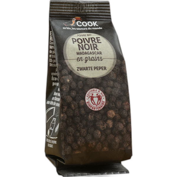 Poivre noir en grains biopartenaire (éco recharge) (origine Madagascar) - 50 g