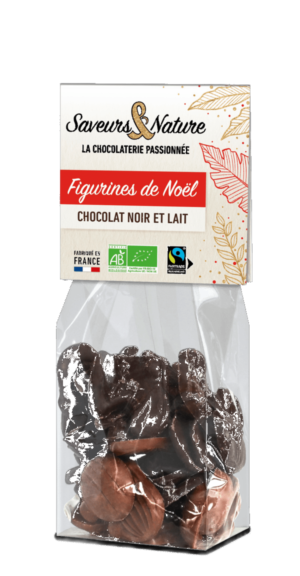 Sachet de figurines de noël de chocolat noir et lait - 150.0