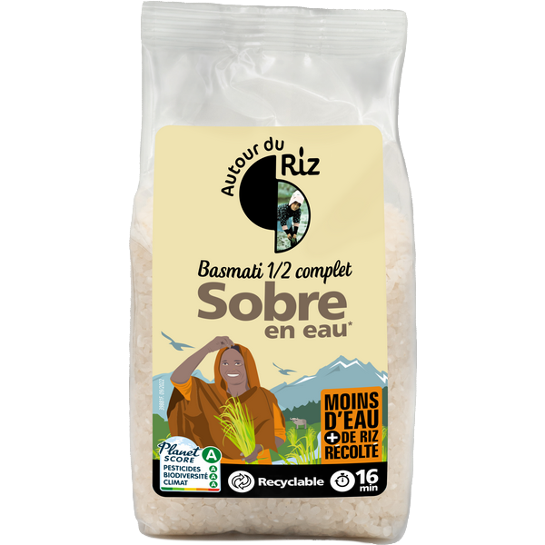 Riz basmati bio 1/2 complet sobre en eau (origine Pakistan) - 400 g