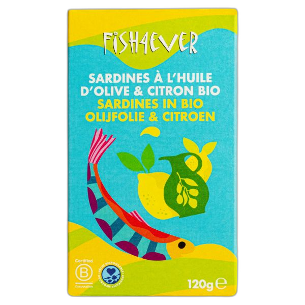Sardines entières à l'huile d'olive et citron bio - 120 g