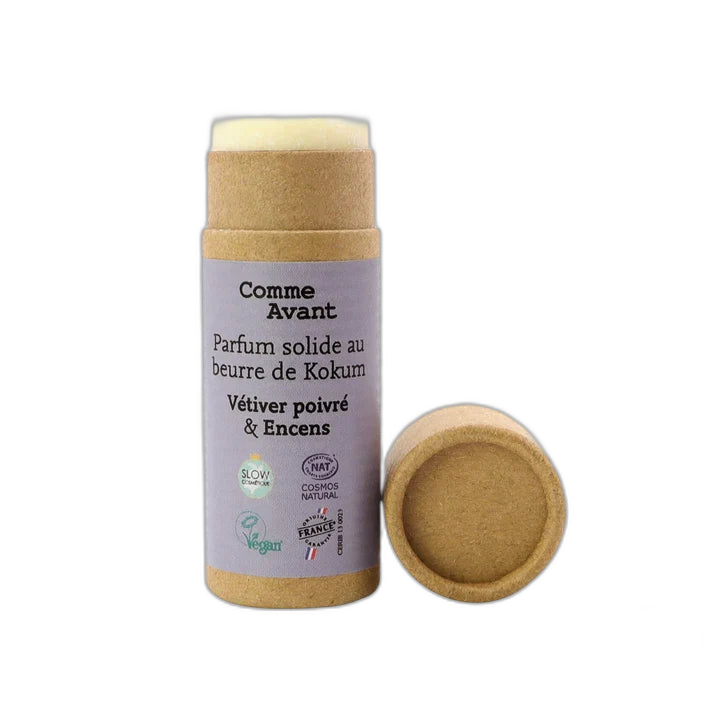 Parfum solide au beurre de kokum - vétiver poivré & encens - 20 g