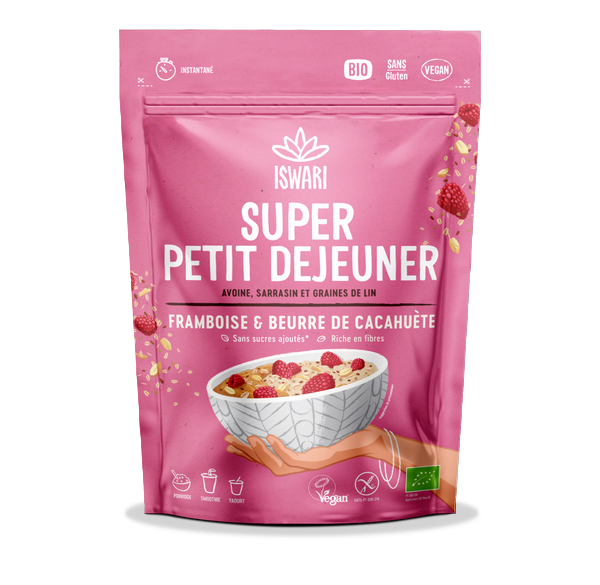 Super petit-déjeuner framboise et beurre de cacahuète bio - 360 g