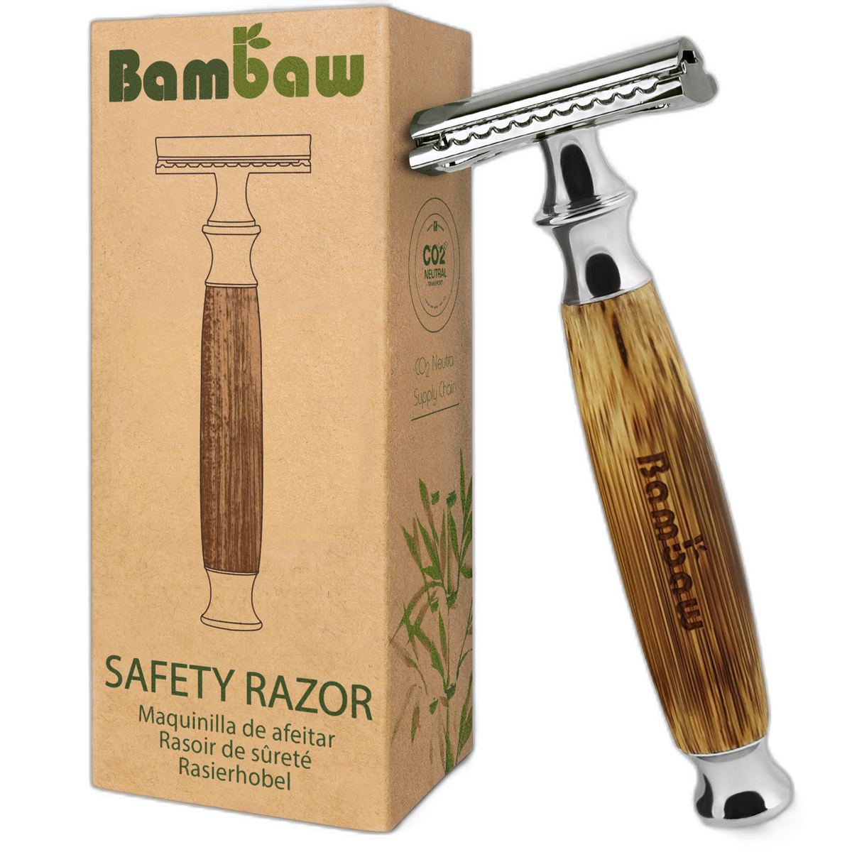 Rasoir de sûreté en bambou classique (argent)