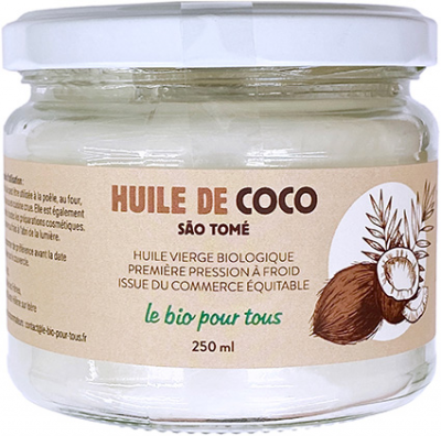 Huile de coco vierge (origine Sao Tomé et Principe) - 250 mL