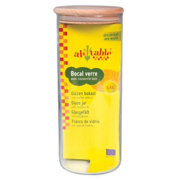Bocal verre couvercle bois - 1.4 L