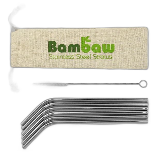 Pailles en inox avec pochette - 6 pailles