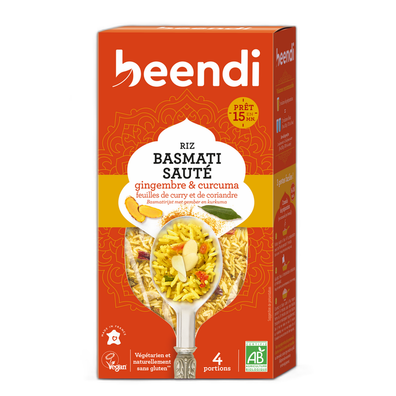 Riz basmati sauté au curcuma et gingembre bio - 250 g