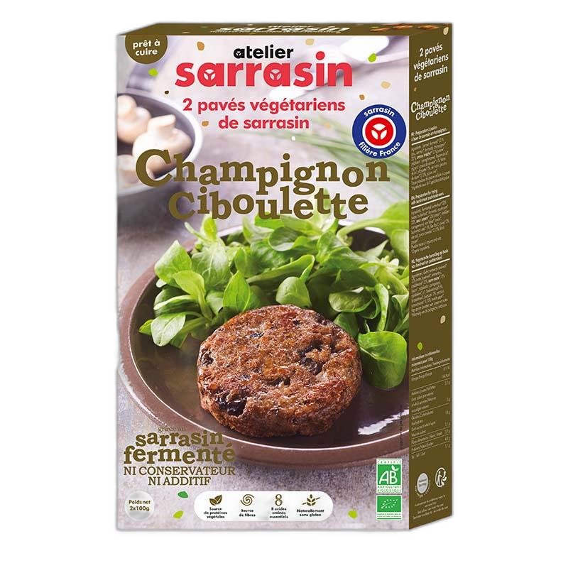 Pavés de sarrasin cuisiné champignon/ciboulette bio