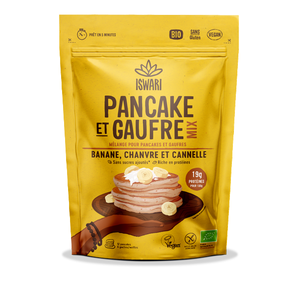 Mélange instantané pour pancake et gaufre banane, chanvre et cannelle - 300 g