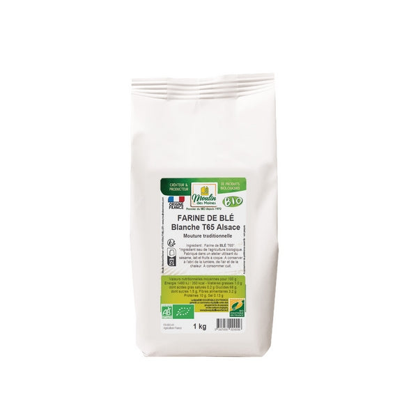 Farine de blé blanche t65 bio (origine France) - 1 kg