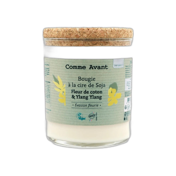 Bougie à la cire de soja fleur de coton & ylang ylang - 190 g