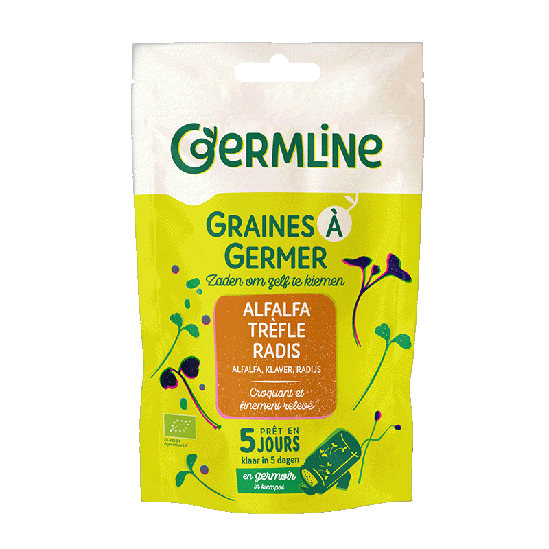 Graines à germer alfalfa - trèfle - radis bio (origine France) - 150 g
