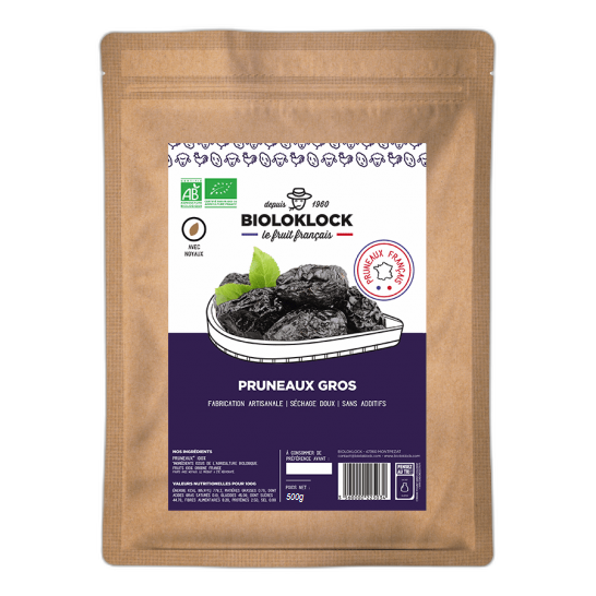 Pruneaux bio gros 55/66 (origine France) - 500 g