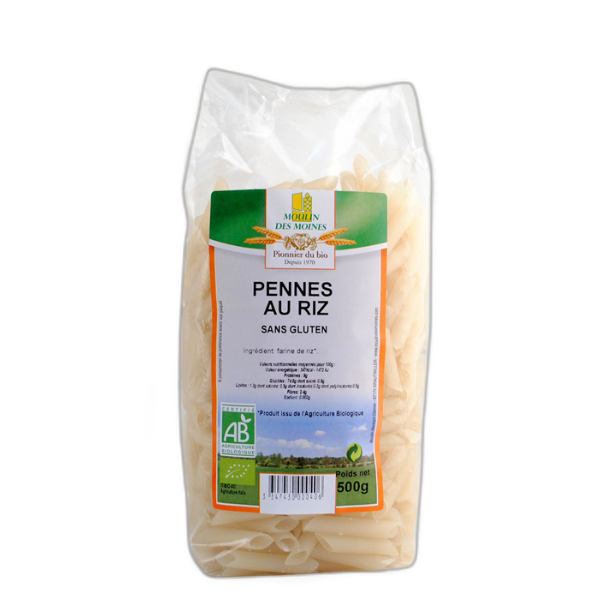 Penne sans gluten à la farine de riz et maïs bio - 500g