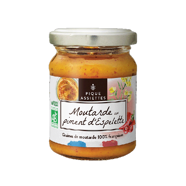 Moutarde au piment d'espelette 100% graines françaises bio - 125 g
