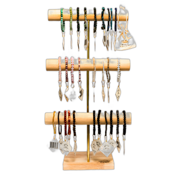 Kit d'implantation pr√©sentoir et 35 bracelets en pierre naturelle