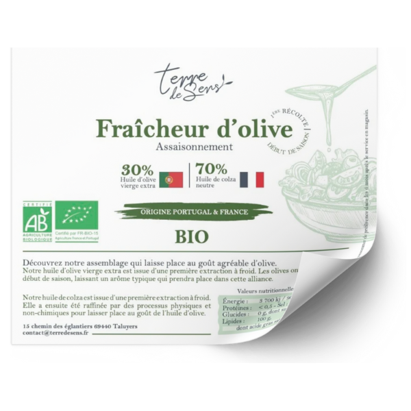 Fraîcheur d'olive bio (étiquettes) - Lot de 50