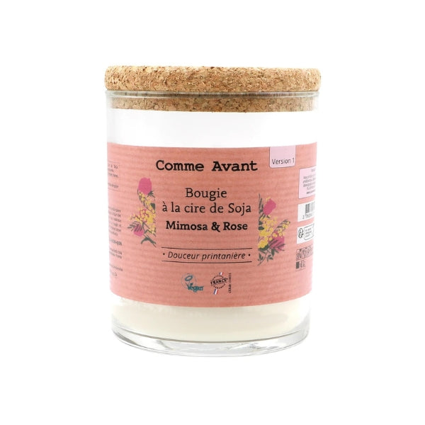 Bougie √† la cire de soja mimosa & rose - 190 g