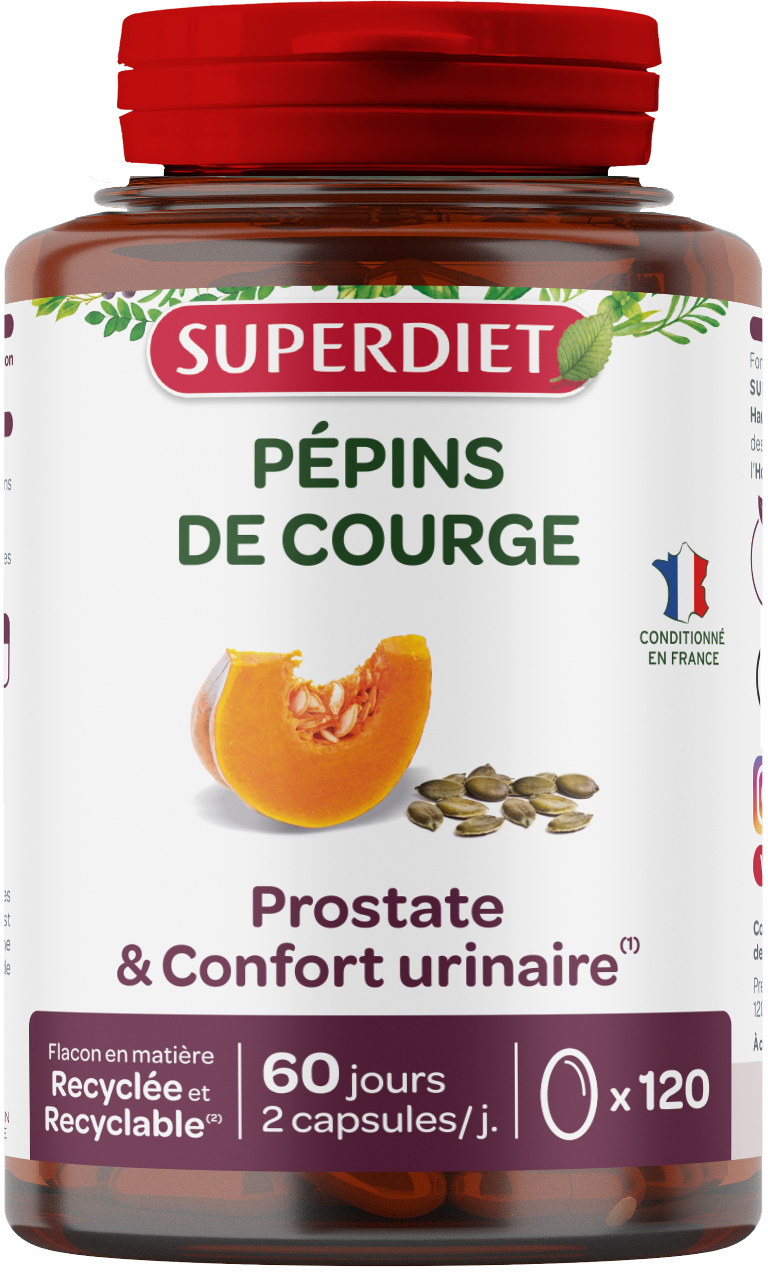 Huile de pépins de courge - 120 capsules
