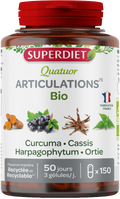 Quatuor articulations bio (curcuma, cassis, harpagophytum, ortie) - 150 gélules