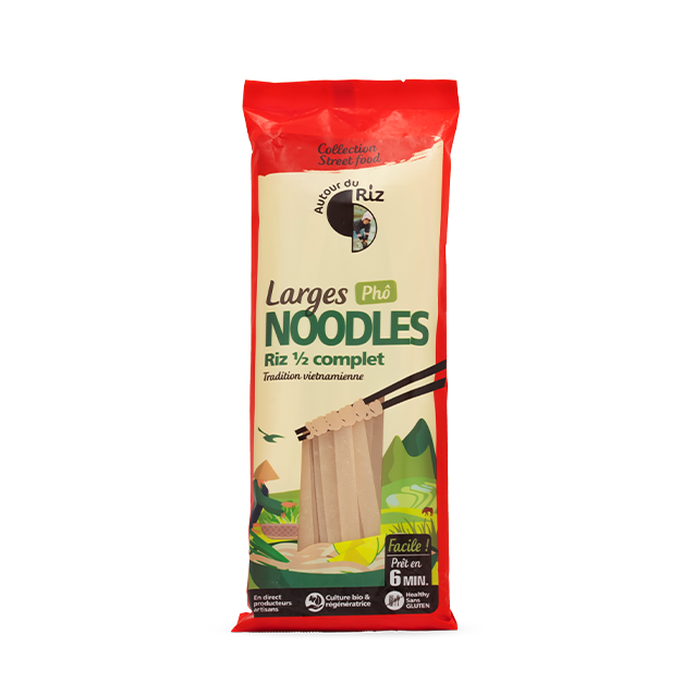 Noodles larges de riz demi complet bio (pour phô) - 170 g