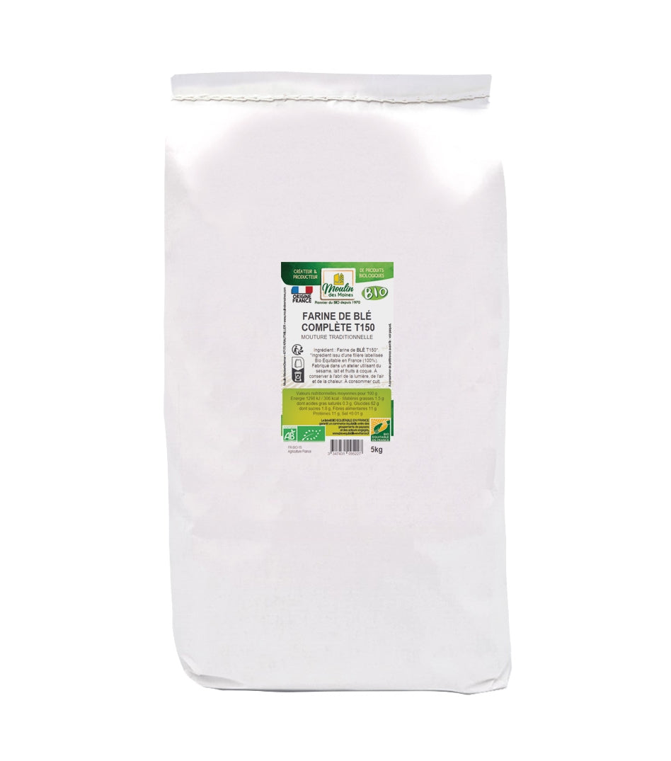 Farine de blé complète t150 bio Vrac (origine Autriche, Allemagne, France) - 5 kg