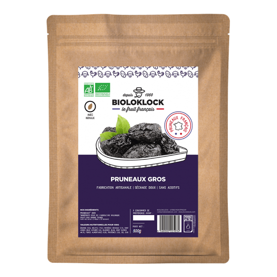 Pruneaux bio gros 55/66 (origine France) - 500 g