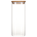 Boîte carrée haute en verre avec couvercle en bambou - 2.2 l